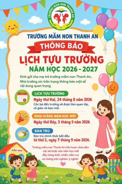 LỊCH TỰU TRƯỜNG NĂM HỌC 2026-2027