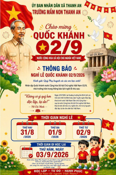 THÔNG BÁO NGHỈ LỄ QUỐC KHÁNH 02/9/2026